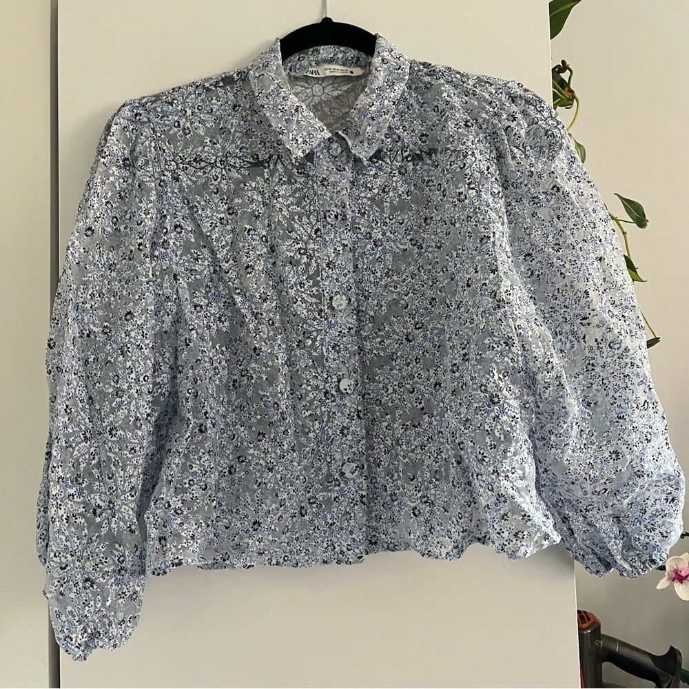 {Zara} 🔷 floral sheer top